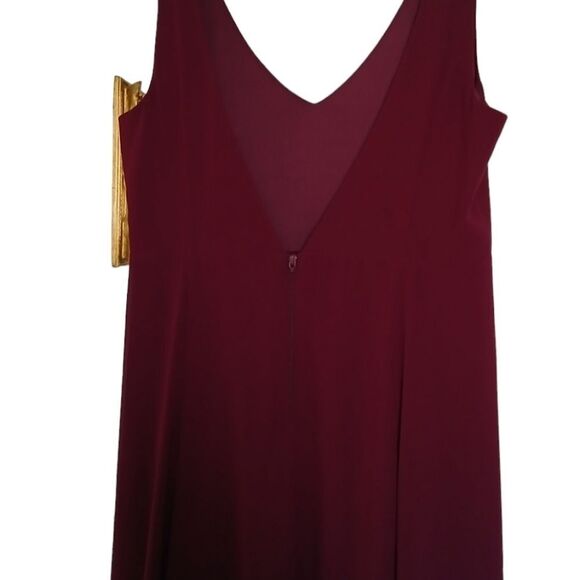 Show Me Your Mumu Jenn Maxi Dress Merlot Fitted Bodice Deep Neckline - Picture 11 of 16